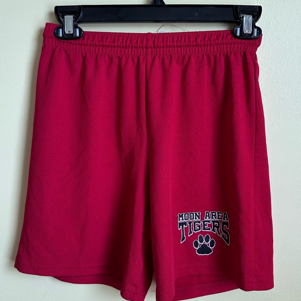 kids red gym shorts